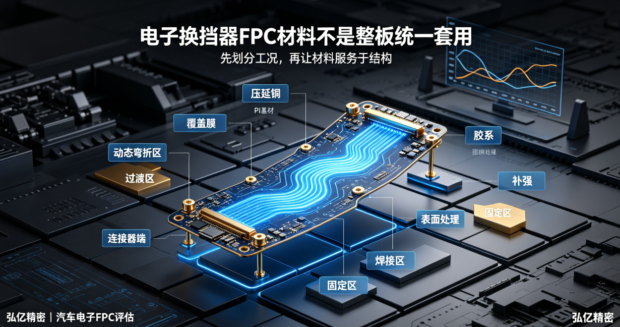 電子換擋器FPC廠家如何選材料?壓延銅、PI與補強要分割槽評估