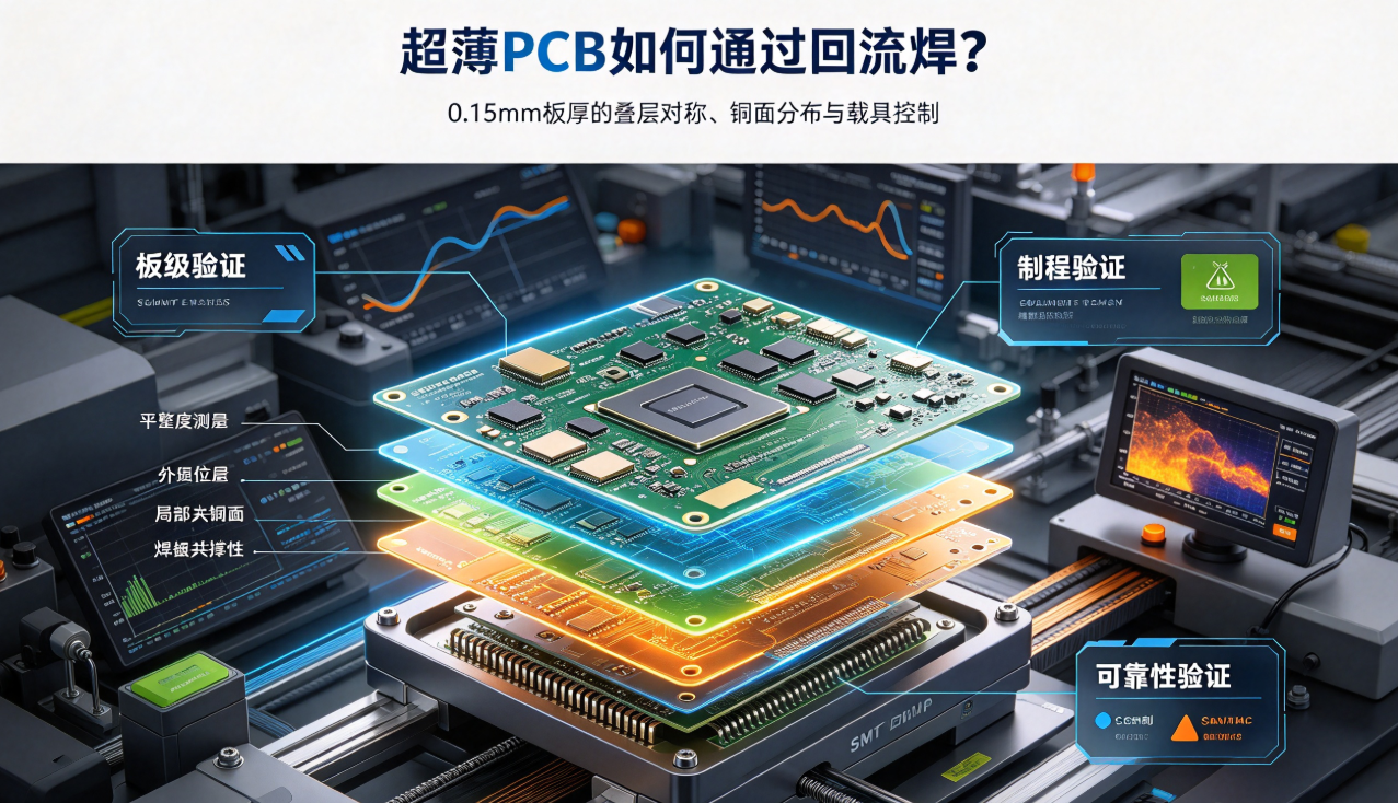 0.15mm 초박형 PCB, 리플로우 납땜 공정을 어떻게 통과할 것인가? 적층 구조 및 평탄도 제어